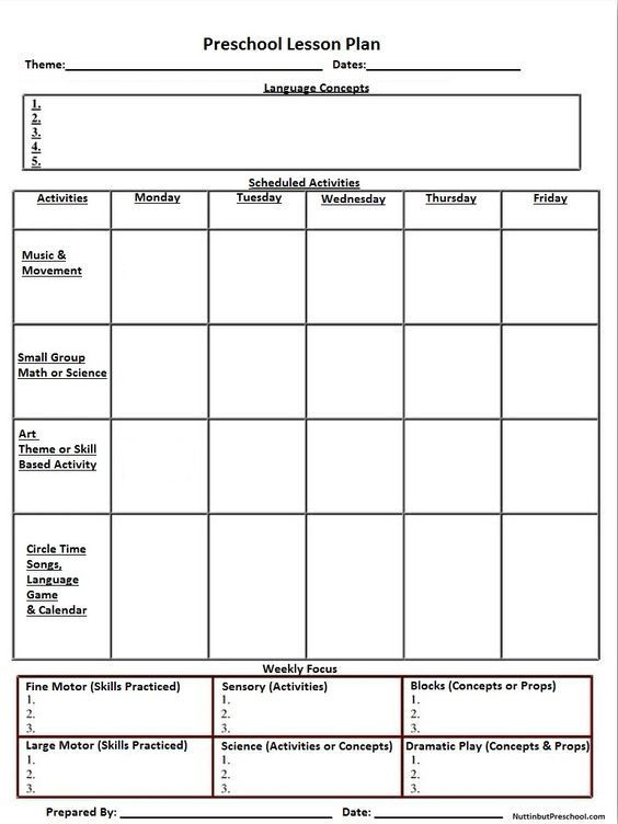 Creative Curriculum Lesson Plan Template