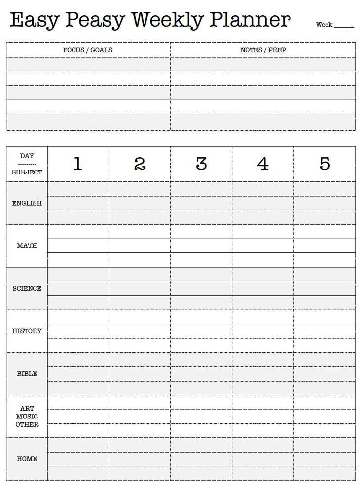 Curriculum Planner Template if You Really Wanna Know Easy Peasy Weekly Planner