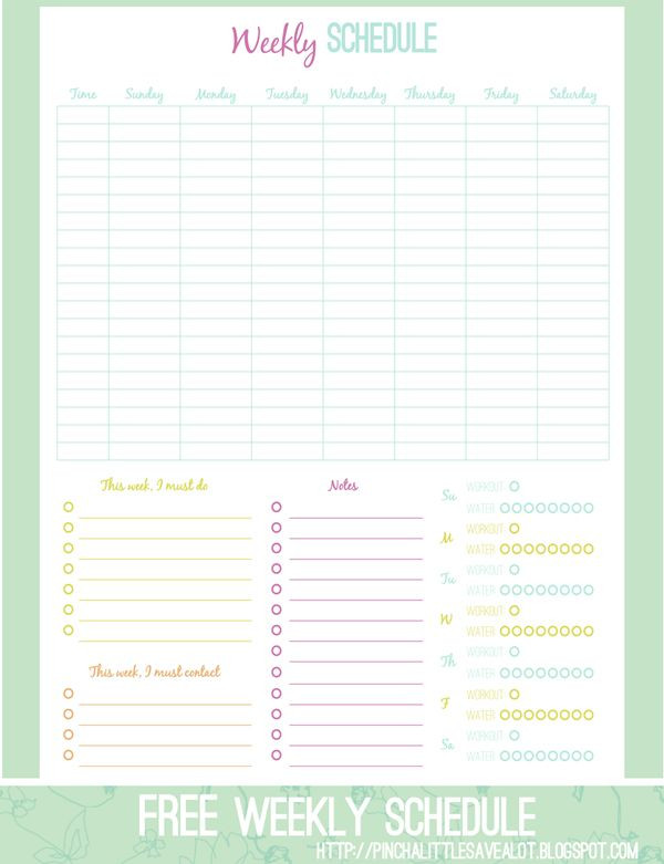 Custom Day Planner Template Pinch A Little Save A Lot Free Weekly Schedule