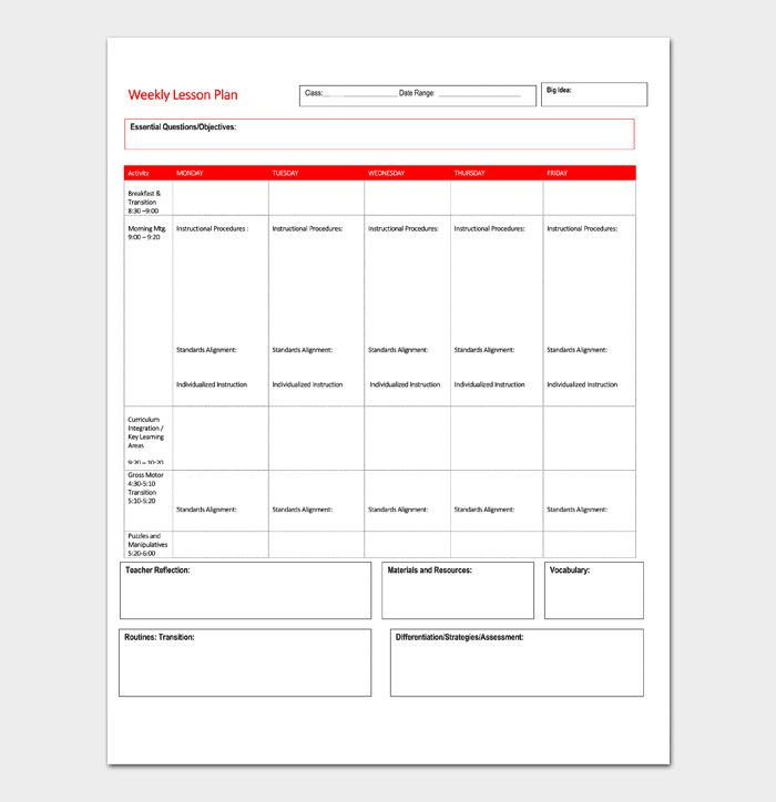 Daily 5 Lesson Plan Template Daily Lesson Plan Template Word Unique Lesson Plan Template