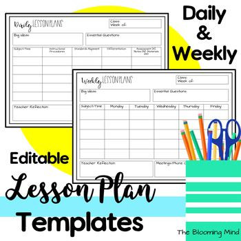 Daily Lesson Plan Template Elementary Free Lesson Plan Template