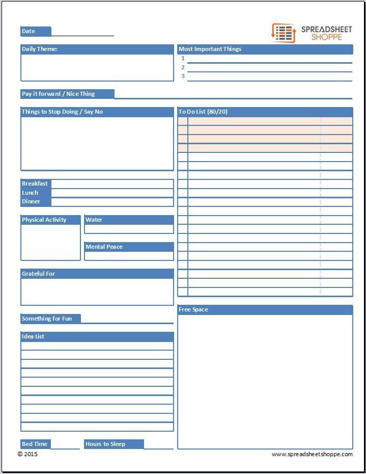 Daily Planner Template Excel Daily Planner Template