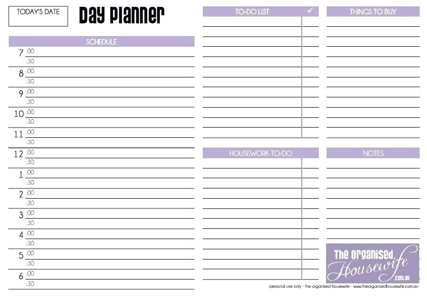Daily Planner Template Excel Day Planner Template Daily Planner Template Free Printable