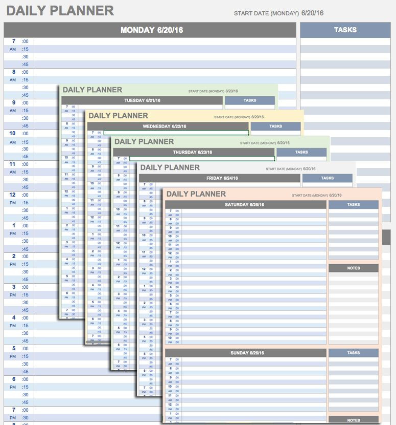 Daily Planner Template Excel Free Daily Schedule Templates for Excel Smartsheet