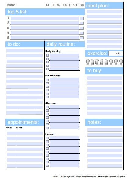 Daily Planner Template Good Night Posterous