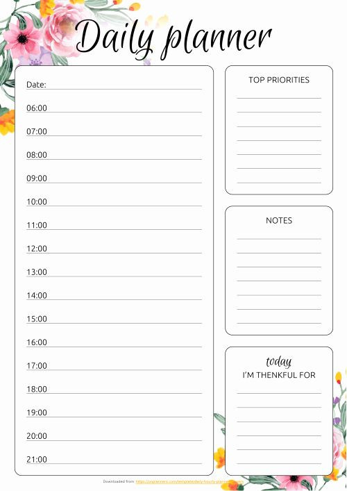 Daily Planner Template Printable Daily Planner Template Elegant Daily Planner