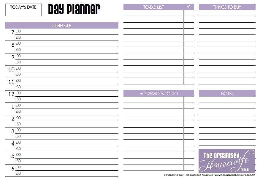 Daily Planner Template Printable Free Printable Day Planner Templates