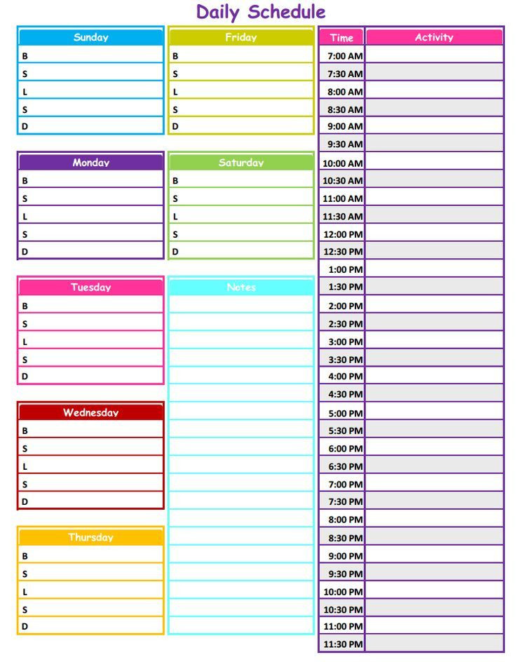 Daily Planner Template Printable Free Printable Picture Schedule for Kindergarten Yahoo
