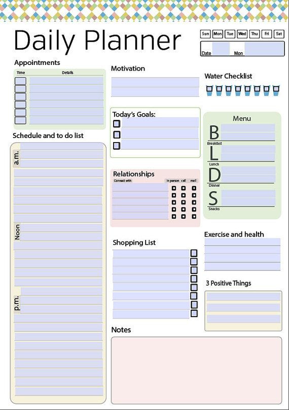 Daily Planner Template Printable Template Daily Planner Day Planner Pages Work Daily Planner