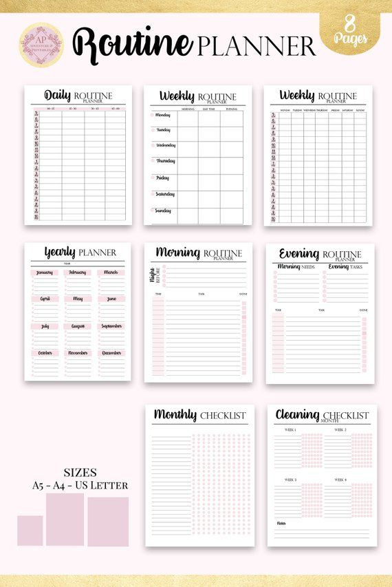 Daily Work Planner Template Daily Rituals Kit Morning and evening Routine Night Ritual