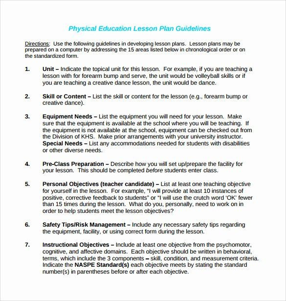Dance Lesson Plan Template Physical Education Lesson Plans Template Inspirational