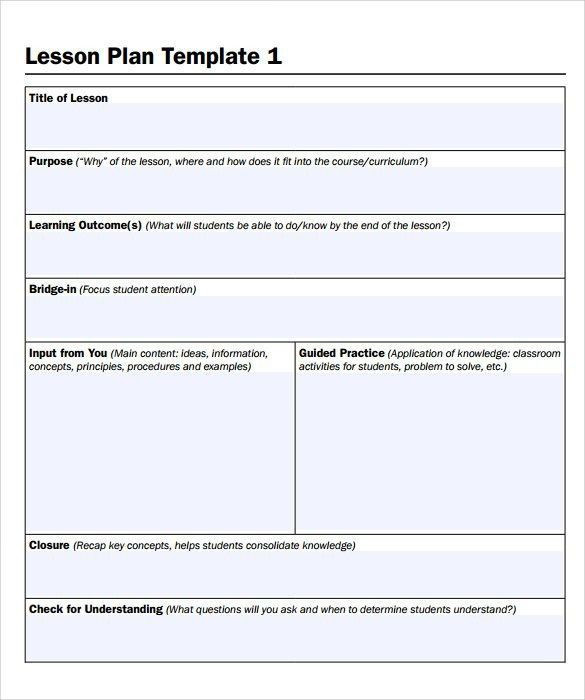 Danielson Lesson Plan Template