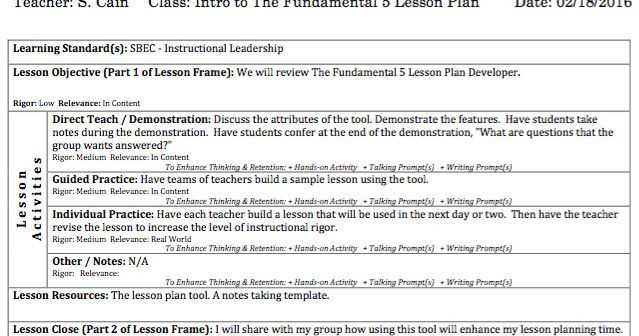 Danielson Framework Lesson Plan Template Fundamental Five Lesson Plan Template Elegant Lead Your