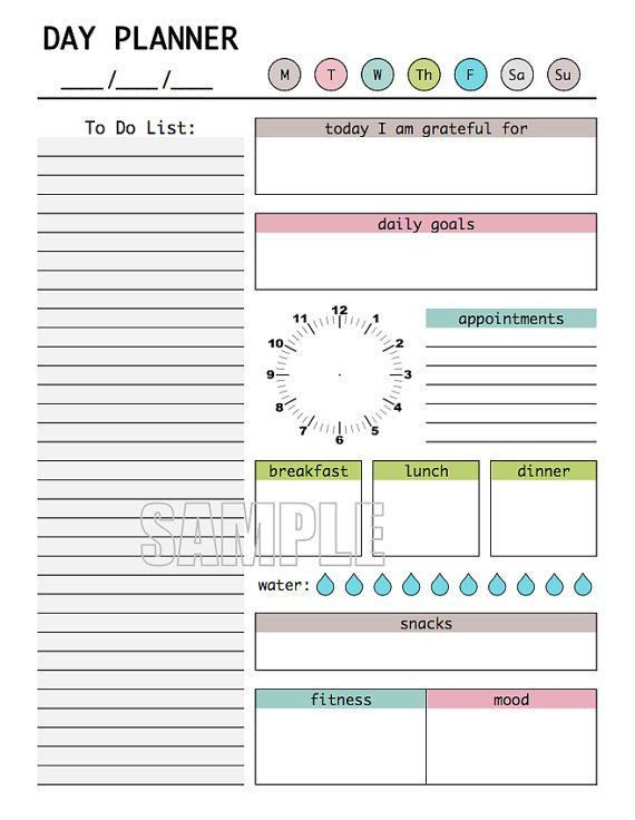 Day by Day Planner Template Day Planner Printable Editable Daily Planner Weekly