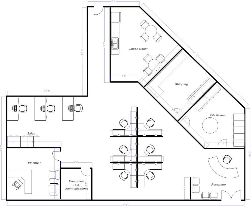 Design A Floor Plan Template Open Fice Layout Example Smartdraw