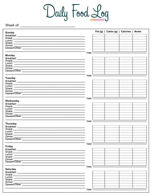 Diabetes Meal Planner Template Daily Food Log Free Printable Coloring Pages