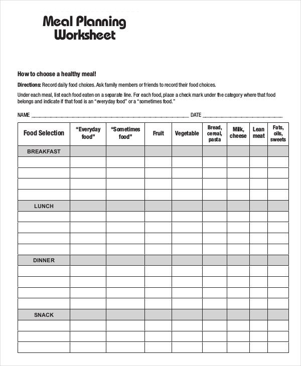 Diabetes Meal Planner Template Meal Plan Templates