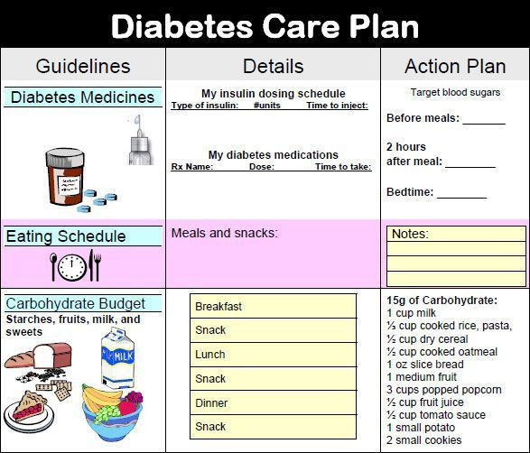Diabetic Meal Plan Template Diabetes Care Plan