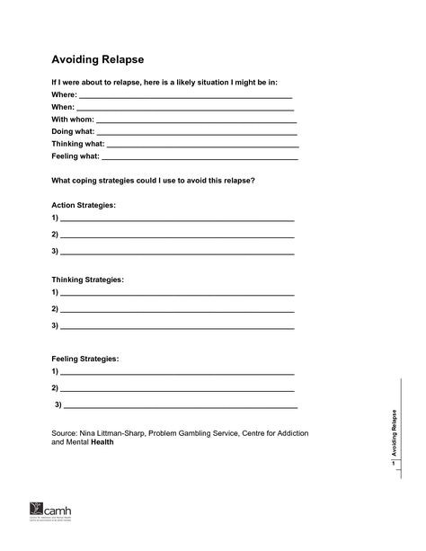 Drug Relapse Prevention Plan Template Relapse Prevention