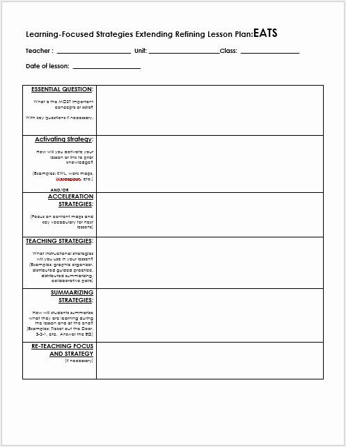 Eats Lesson Plan Template Pin On Customize Lesson Plan Template Printables
