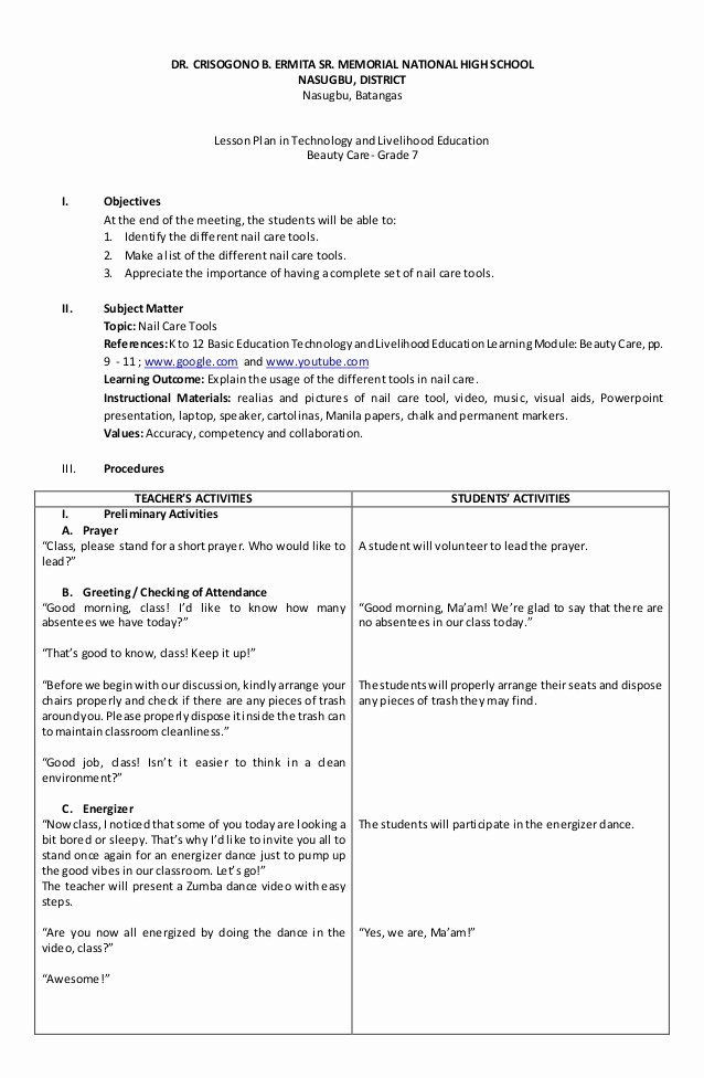 Eei Lesson Plan Template Word Seven Step Lesson Plan Lovely Detailed Lesson Plan Int L E
