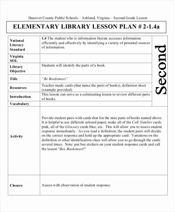 Elementary Library Lesson Plan Template Pin On Business Action Plan Templates