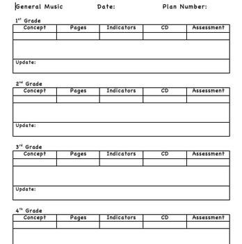 Elementary Music Lesson Plan Template Lesson Plan Template for General Music