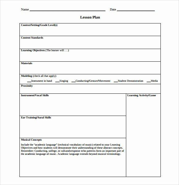 Elementary Music Lesson Plan Template Music Lesson Plan Template Luxury 9 Music Lesson Plan