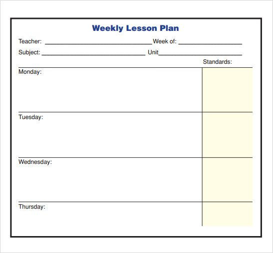 Elementary School Lesson Plan Template Image Result for Tuesday Thursday Weekly Lesson Plan
