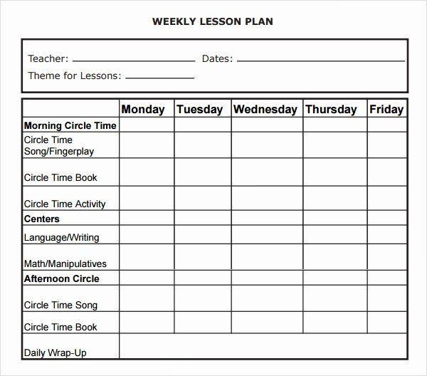 Elementary Weekly Lesson Plan Template Elementary Weekly Lesson Plan Template Lovely Weekly Lesson