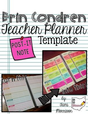 Erin Condren Lesson Planner Template Erin Condren Teacher Planner Template with Post Its From