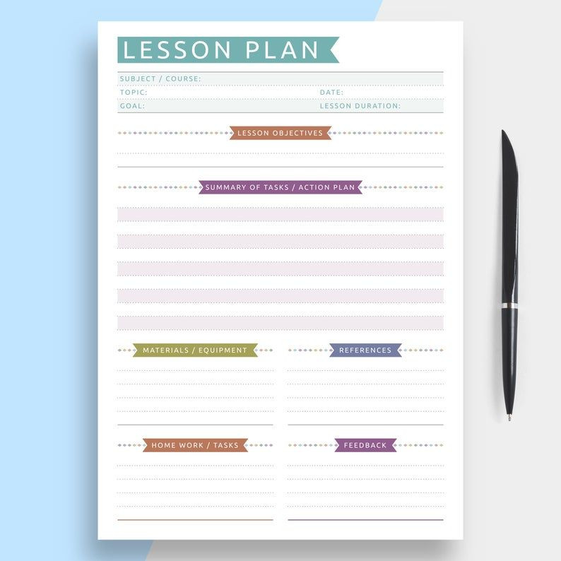 Erin Condren Lesson Planner Template Lesson Plan Printable Template Lesson Planner Page