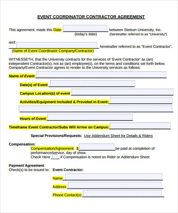 Event Planner Contract Template event Planner Contract