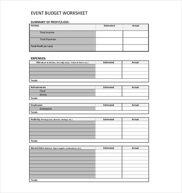 Event Planning Budget Template 10 event Bud Templates