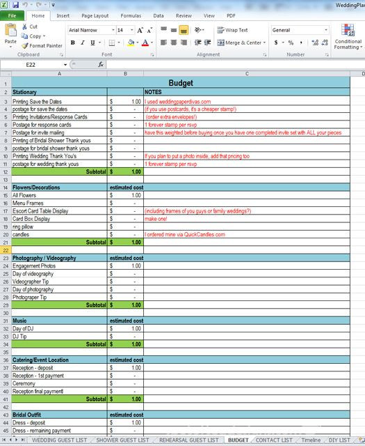Event Planning Template Excel 3 tools for Party Wedding Planning