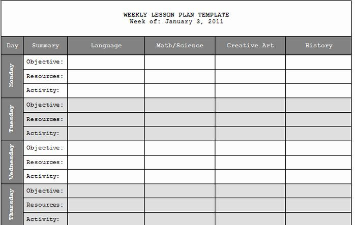 Excel Lesson Plan Template Teacher Weekly Planner Template Beautiful Teacher Lesson