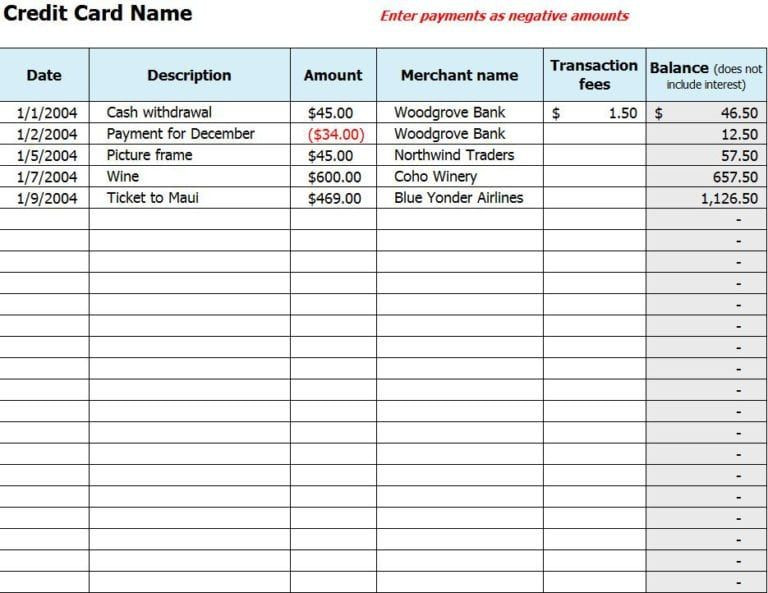Excel Retirement Planning Template Credit Card Log Template 303