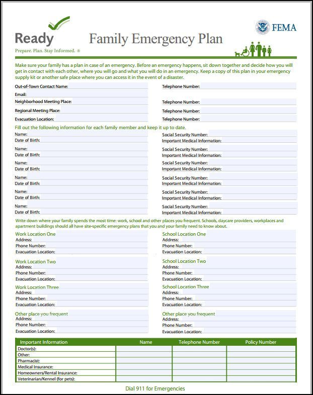 Family Emergency Plan Template Family Plan to On Pdf Fill Out and Share with Other Family