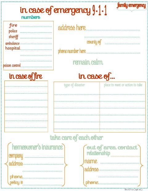 Family Emergency Plan Template In Case Of Emergency Free Printable
