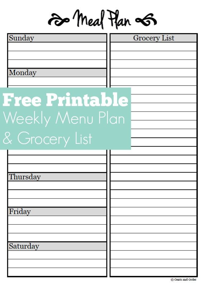 Family Meal Planner Template Meal Planning Free Weekly Menu Planner Printable