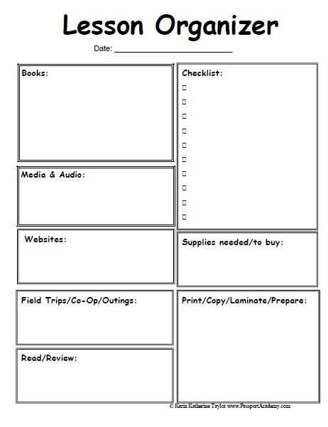 Field Trip Lesson Plan Template Homeschool Lesson Planner Pages