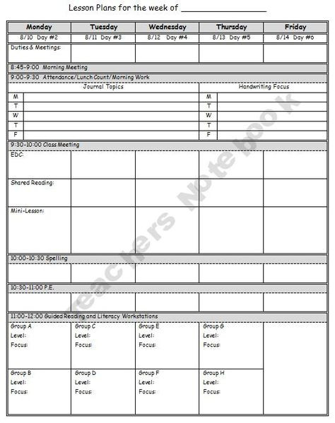 Florida Lesson Plan Template $1 59 Easy to Use Lesson Plan Template