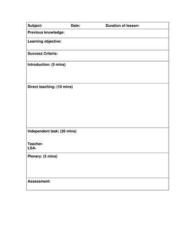 Formal Lesson Plans Template formal Observation Lesson Plan Template Awesome Blank Lesson