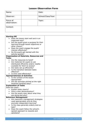 Formal Lesson Plans Template formal Observation Lesson Plan Template Fresh Pe Lesson
