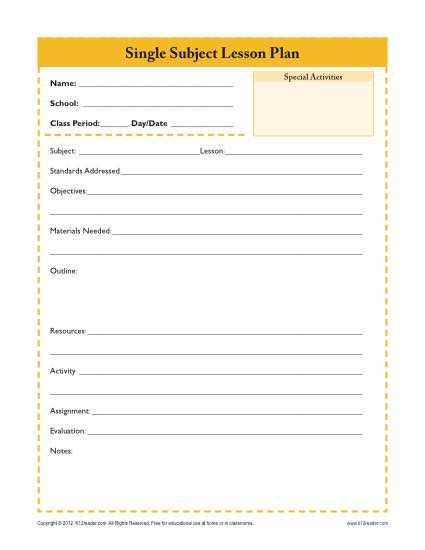 Formal Observation Lesson Plan Template This Lesson Plan Template for the Secondary Teacher Covers
