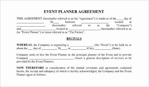 Free event Planner Contract Template event Planning Contract Template Free Unique event Contract