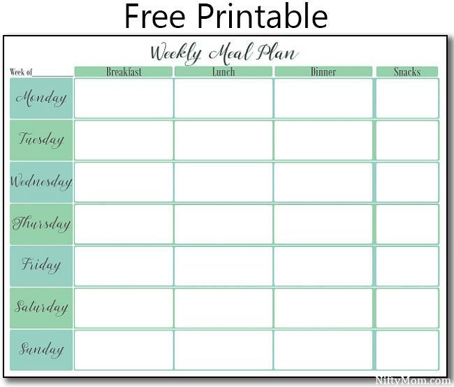Free Meal Plan Template Free Printable Weekly Meal Plan Weekdiet