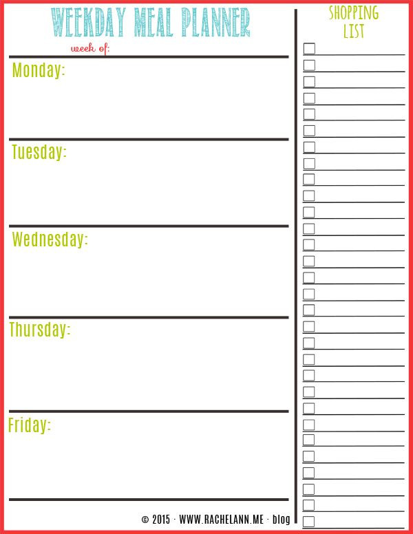 Free Meal Planner Template Free Meal Planner