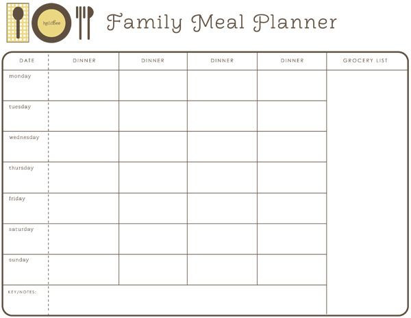 Free Meal Planner Template Pin On Food