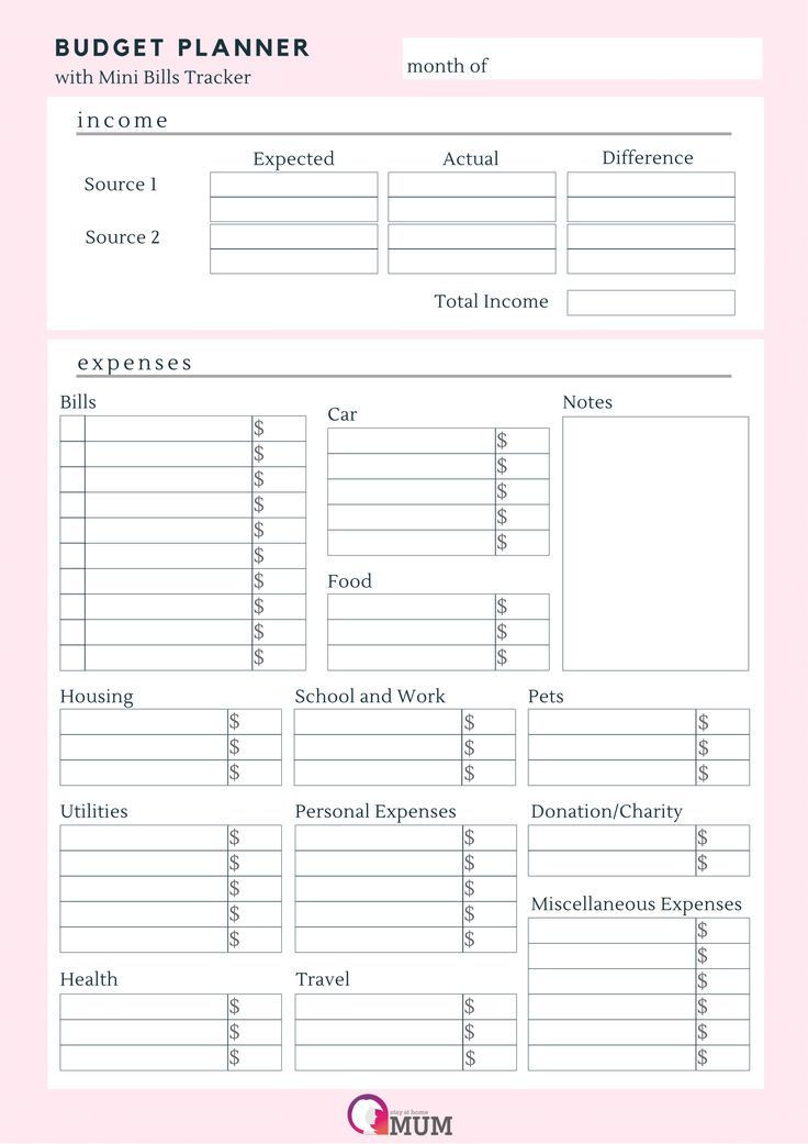 Free Online Budget Planner Template Bud Planner with Mini Bills Tracker Stay at H